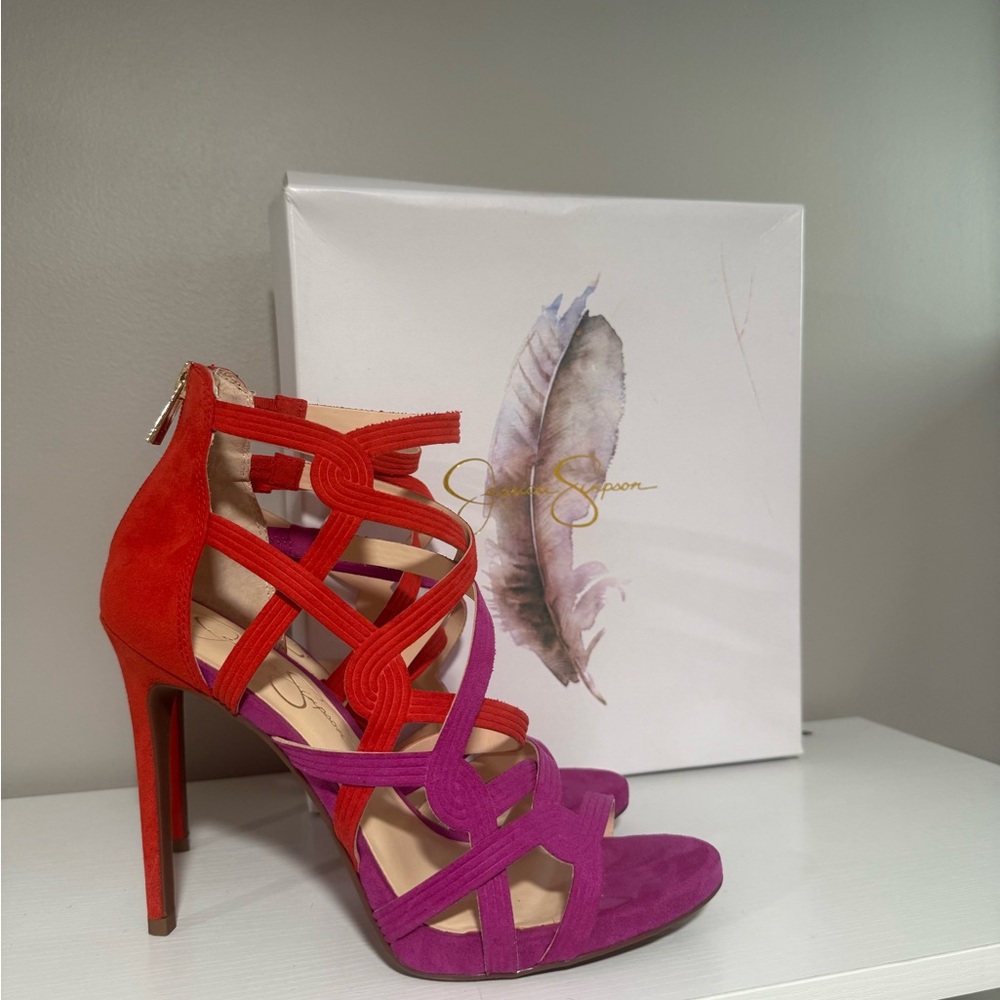 Jessica Simpson Vibrant Red and Purple Heels
